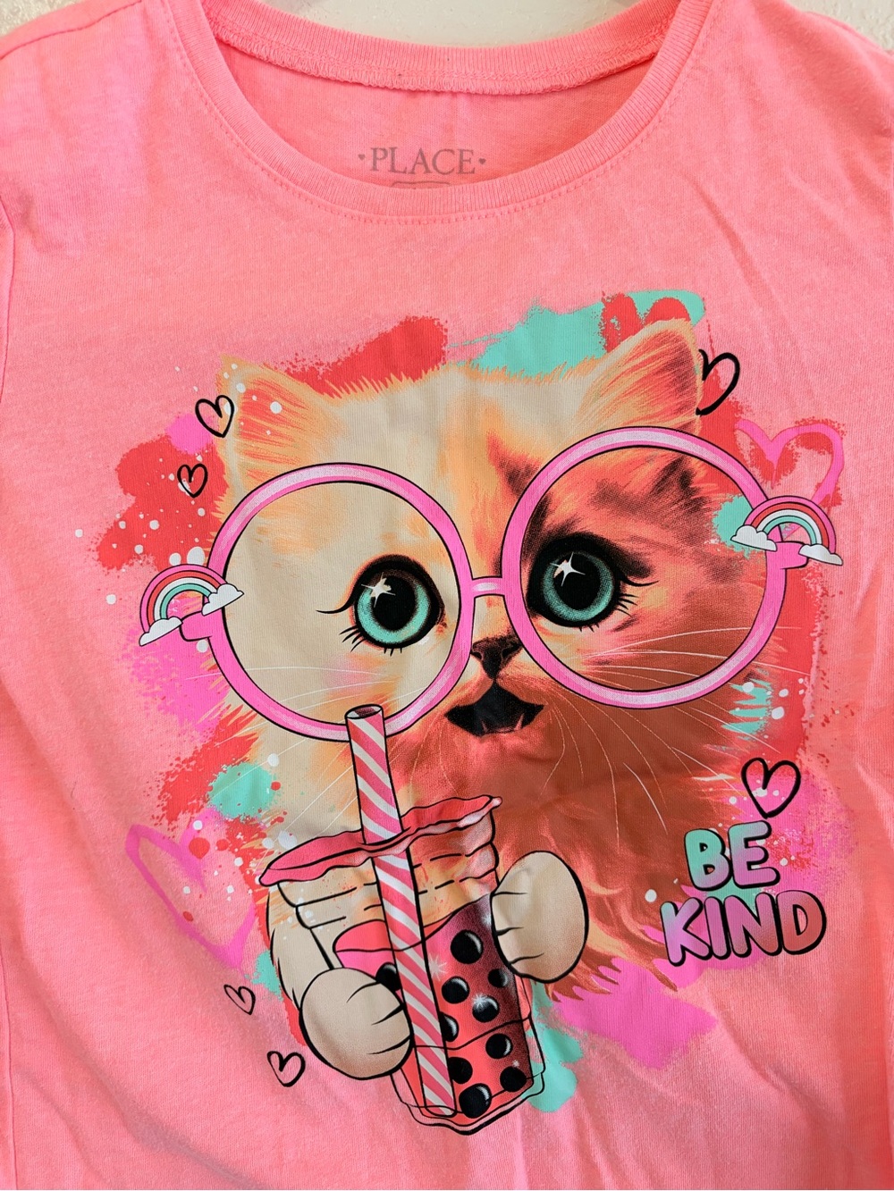 Place Pink Kitty Graphic Tee with Bubble Tea